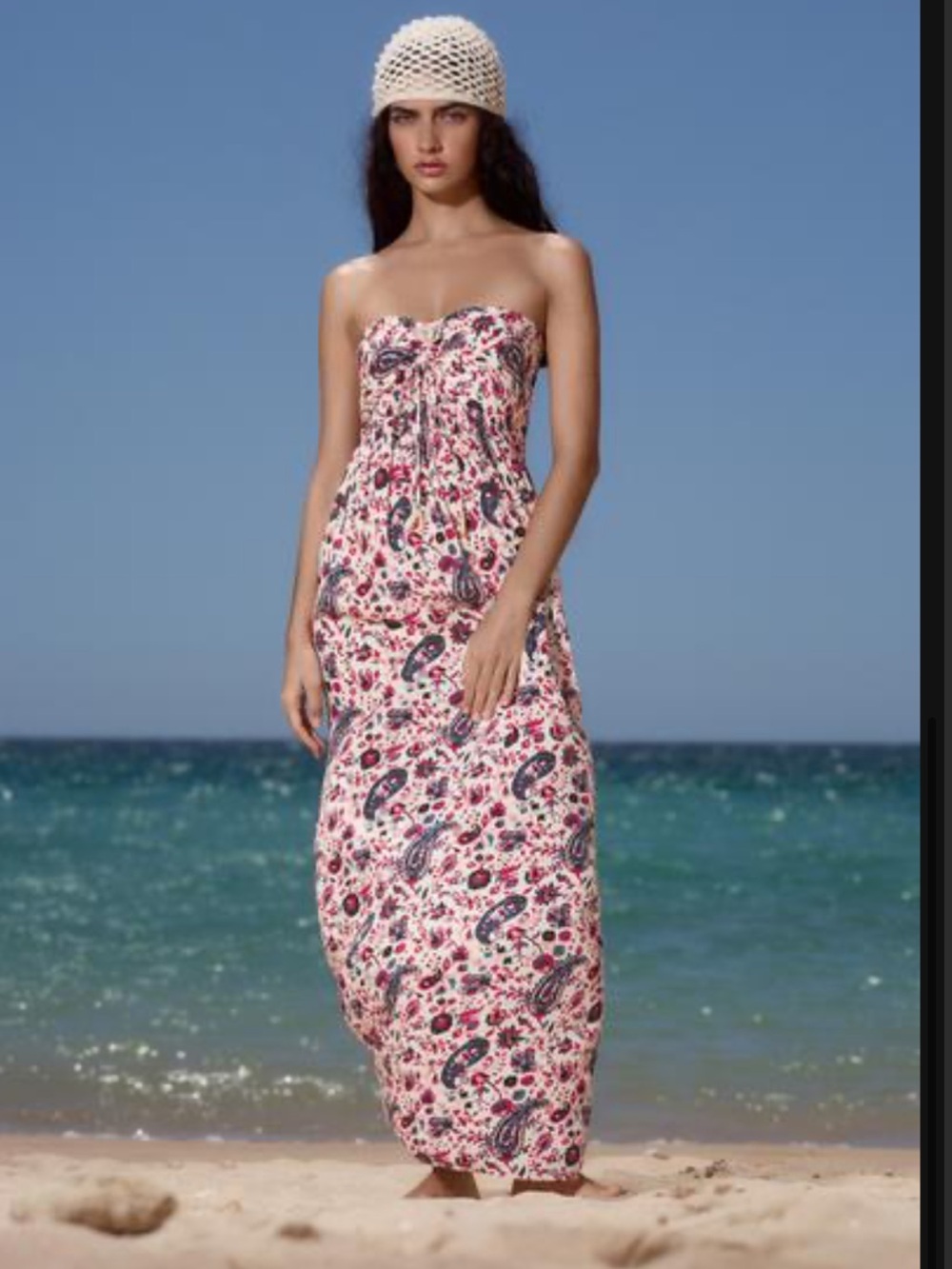 Strapless Paisley Print Midi Dress from Zara Size Medium